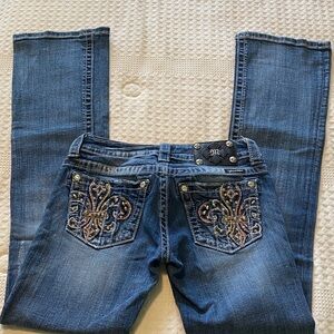 Miss Me Blue Jeans with Gold Embroidery